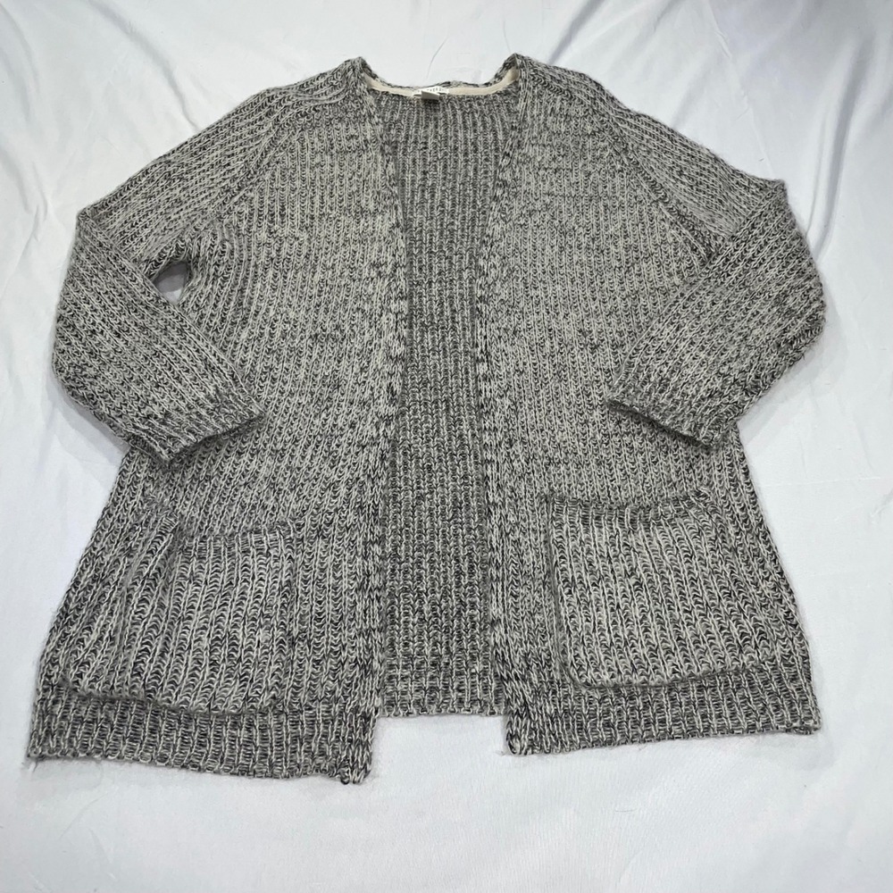Forever 21 Grey Marl Chunky Knit Wool Mohair Open Front Cardigan Sweater Small